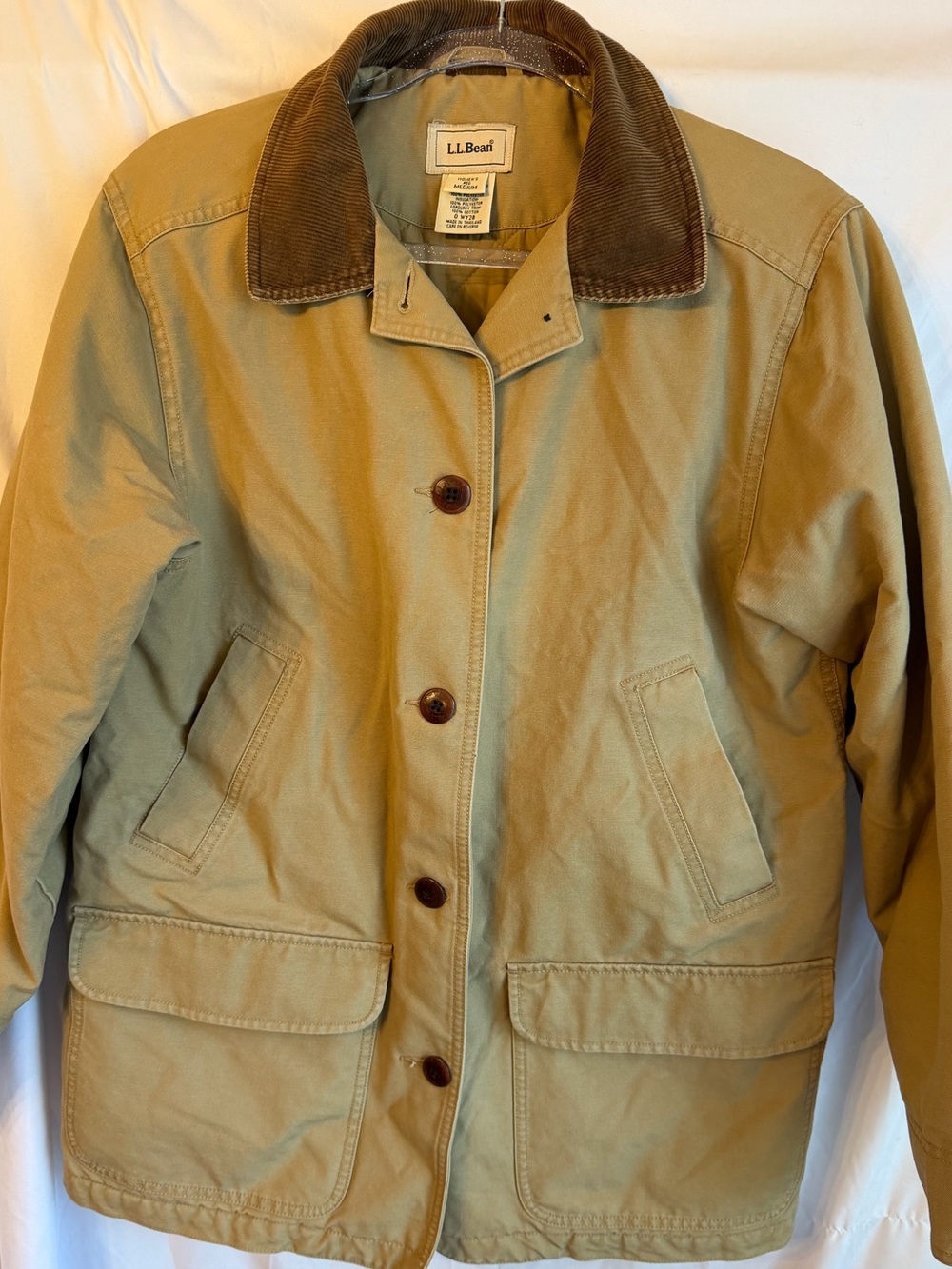 Vintage LL Bean Barn Coat Women’s Med Quilt Lined Canvas Chore Jacket Tan 0WY28